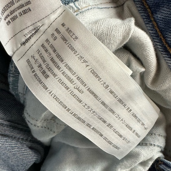 Abercrombie & Fitch Jeans Denim High Rise Mom Medium Wash Blue Solid Cotton Knit - Picture 8 of 9